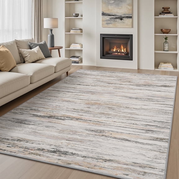 VUNATE 4'x6' Area Rugs for Living Room Abstract Washable Modern Carpet Non Slip Soft Indoor Throw Rug for Bedroom Dining Room Gray