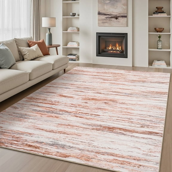VUNATE 5'x7' Area Rugs for Living Room Abstract Washable Modern Carpet Non Slip Soft Indoor Throw Rug for Bedroom Dining Room Orange