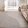 thumbnail image 1 of VUNATE 5'x7' Area Rugs for Living Room Jacquard Textured Modern Rugs Soft Geometric Rug for Bedroom Mid Century Washable Rug Non-Slip Bohemian Carpet Perfect for Dining Room Office Khaki, 1 of 7