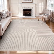 VUNATE 5x7 Area Rugs for Living Room Modern Rugs Soft Geometric Rug for Bedroom Washable Rug Non-Slip Bohemian Carpet Perfect for Dining Room Office Beige