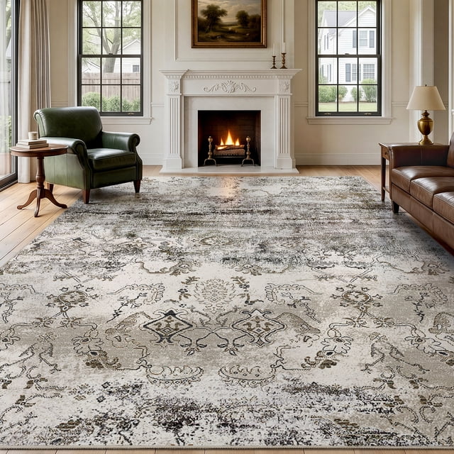 VUNATE 5'x7' Area Rugs for Living Room Machine Washable Rugs Abstract Vintage Distressed Indoor Rug Carpet Soft Lightweight Large Area Rug for Bedroom Dining Room Kitchen Foldable Nonslip Rug Taupe