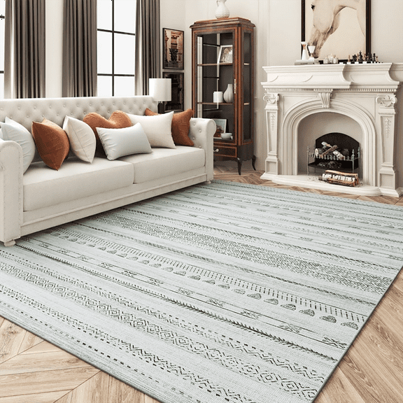 VUNATE 5'x7' Area Rugs for Living Room Washable Rugs Boho Moroccan Area Rug Soft Neutral Geometric Bohemian Carpet Distressed Indoor Rug for Bedroom Dining Room Office Foldable Nonslip Rug Sage Green