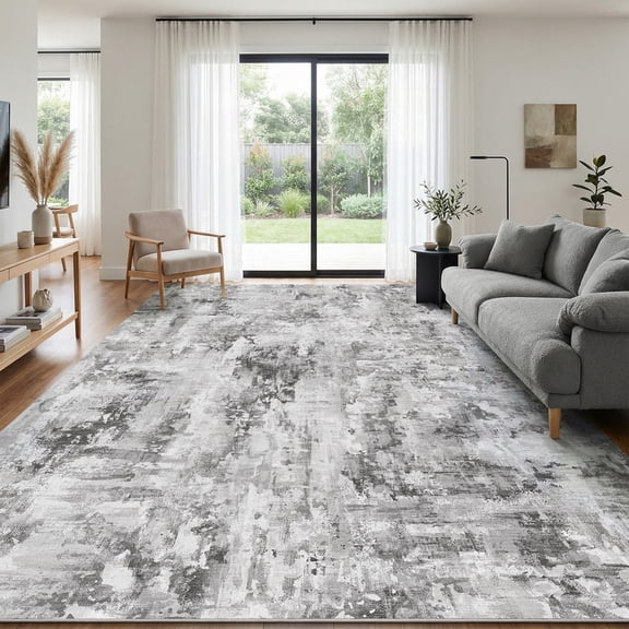 VUNATE 5' x 7' Area Rug for Living Room Abstract Gray Area Rug Neutral Machine Washable Non Slip Rug Modern Distressed Vintage Floor Carpet for Bedroom Dining Room Home Decor