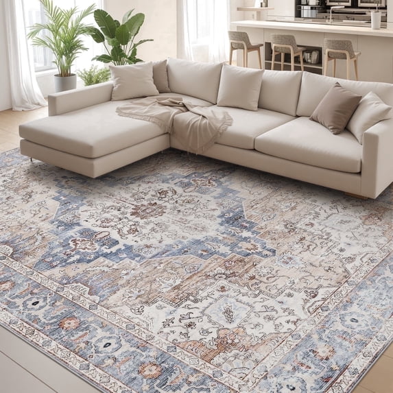 VUNATE 5'x7' Area Rugs for Living Room Washable Rugs Floral Vintage Area Rug Boho Indoor Carpet Soft Rugs for Bedroom Office Dining Room Kitchen Accent Rug Contemporary Home Decor Rustred