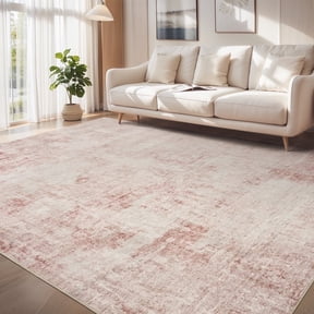 VUNATE 5'x7'Rugs for Living Room Washable Rugs Modern Abstract Area Rug Neutral Indoor Carpet Soft Rugs for Bedroom Office Dining Room Kitchen Laundry Room Accent Rug Modern Home Decor Pink