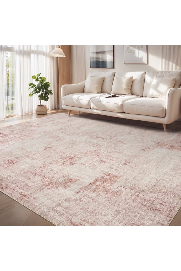 5'x7'Rugs for Living Room Washable Rugs Modern Abstract Area Rug Neutral Indoor Carpet Soft Rugs for Bedroom Office Dining Room Kitchen Laundry Room Accent Rug Modern Home Decor Pink