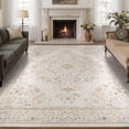 thumbnail image 1 of VUNATE Vintage Botanical Floral Printed Area Rug 9'x12' Soft Washable Non Slip Low Pile Rug for Living Room Bedroom Dining Room Home Decor Indoor Carpet with Blossom Design Beige, 1 of 7