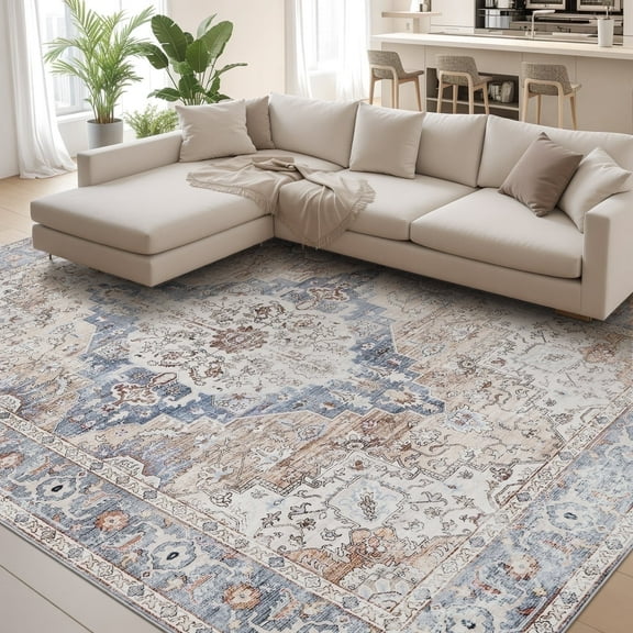 VUNATE 6'x9' Area Rugs for Living Room Washable Rugs Floral Vintage Area Rug Boho Indoor Carpet Soft Rugs for Bedroom Office Dining Room Kitchen Accent Rug Contemporary Home Decor Rustred