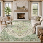 VUNATE 6'x9' Area Rugs for Living Room Washable Rugs Floral Vintage Area Rug Botanical Indoor Carpet Soft Rugs for Bedroom Office Dining Room Kitchen Accent Rug