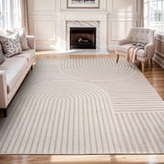 VUNATE 8'x10' Area Rugs for Living Room Jacquard Textured Modern Rugs Soft Geometric Rug for Bedroom Mid Century Washabl