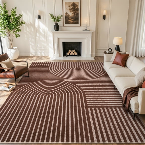 VUNATE 10'x12' Area Rugs for Living Room Jacquard Textured Modern Rugs Soft Geometric Rug for Bedroom Mid Century Washable Rug Non-Slip Bohemian Carpet Perfect for Dining Room Office