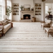 VUNATE 8'x10' Rugs for Living Room Washable Rugs Boho Moroccan Large Area Rug Soft Neutral Geometric Bohemian Carpet Distressed Indoor Rug for Bedroom Dining Room Office Foldable Nonslip Rug Brown