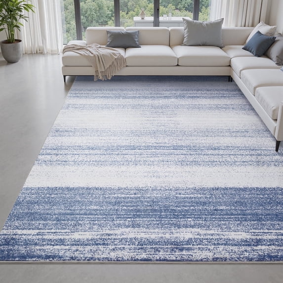 VUNATE 8'x10' Area Rugs for Living Room Washable Rugs Modern Abstract Area Rug Soft Contemporary Neutral Carpet Indoor Rug for Bedroom Dining Room Office Foldable Nonslip Rug Navy