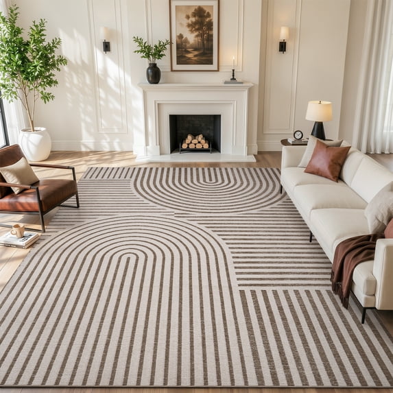 VUNATE 9'x12' Area Rugs for Living Room Jacquard Textured Modern Rugs Soft Geometric Rug for Bedroom Mid Century Washable Rug Non-Slip Bohemian Carpet Perfect for Dining Room Office