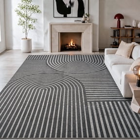 VUNATE 9'x12' Area Rugs for Living Room Jacquard Textured Modern Rugs Soft Geometric Rug for Bedroom Mid Century Washable Rug Non-Slip Bohemian Carpet Perfect for Dining Room Office