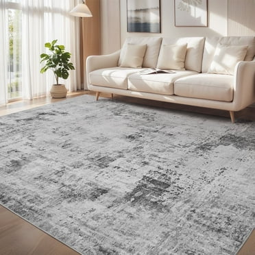 VUNATE 8x10 Rugs for Living Room Washable Rugs Modern Abstract Area Rug Neutral Indoor Carpet Soft Rugs for Bedroom Office Dining Room Kitchen Laundry Room Accent Rug Contemporary Home Decor Gray
