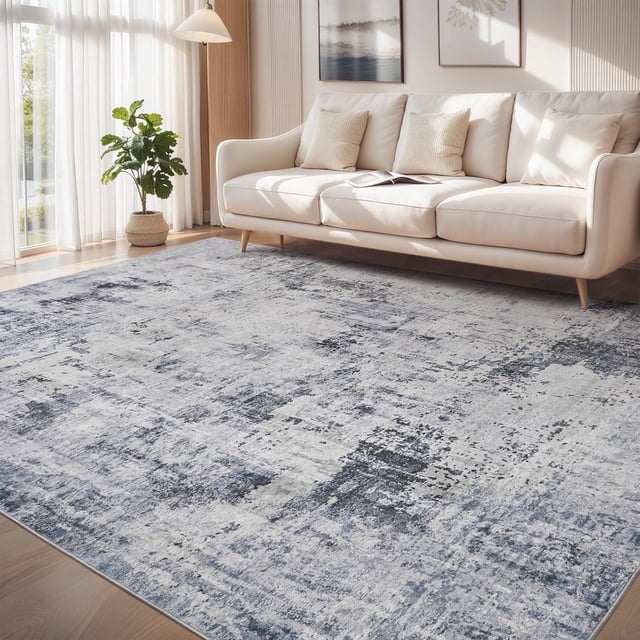 VUNATE 8'x10'Rugs for Living Room Washable Rugs Modern Abstract Area Rug Neutral Indoor Carpet Soft Rugs for Bedroom Office Dining Room Kitchen Laundry Room Accent Rug Modern Home Decor Blue