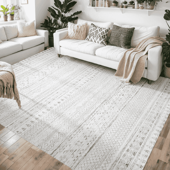 VUNATE 8x10 Rugs for Living Room Boho Rugs Washable Carpet for Bedroom Dining Room Soft Non-Slip Floor Area Rugs Indoor Large Rug Grey