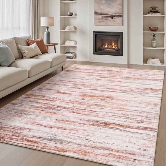VUNATE 9'x12' Abstract Area Rugs for Living Room Washable Modern Carpet Non Slip Soft Indoor Throw Rug for Bedroom Dinning Room Orange
