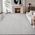 thumbnail image 1 of VUNATE 9'x12' Area Rugs for Living Room Jacquard Textured Modern Rugs Soft Geometric Rug for Bedroom Mid Century Washable Rug Non-Slip Bohemian Carpet Perfect for Dining Room Office Gray, 1 of 6