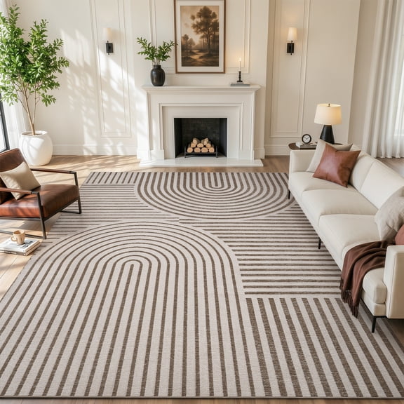 VUNATE 10'x12' Area Rugs for Living Room Jacquard Textured Modern Rugs Soft Geometric Rug for Bedroom Mid Century Washable Rug Non-Slip Bohemian Carpet Perfect for Dining Room Office