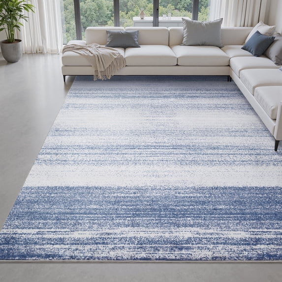 VUNATE 9'x12' Area Rugs for Living Room Washable Rugs Modern Abstract Area Rug Soft Contemporary Neutral Carpet Indoor Rug for Bedroom Dining Room Office Foldable Nonslip Rug Navy