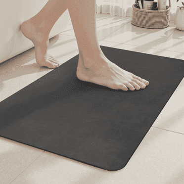 VUNATE Bathroom Rugs Non Slip Bath Mat Super Absorbent Quick Dry Thin Soft Durable Bath Rugs for Bathroom Floor with Rubber Backing Machine Washable Fit Under Door 16"x24" Dark Gray