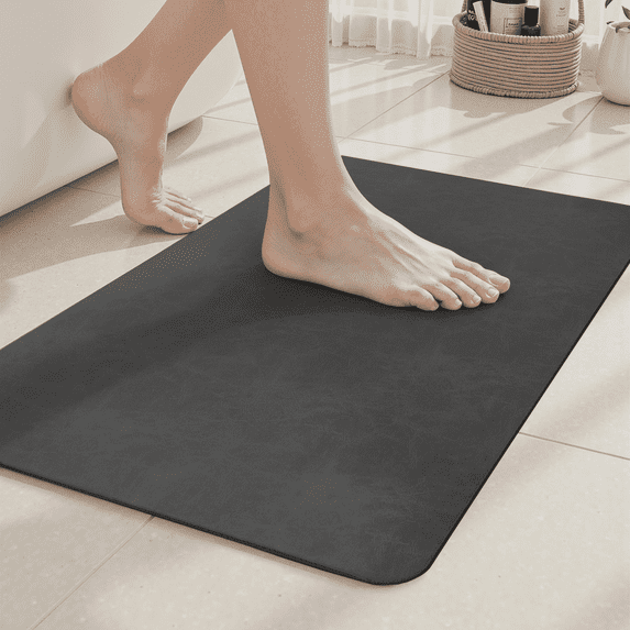 VUNATE Bathroom Rugs Non Slip Bath Mat Super Absorbent Quick Dry Thin Soft Durable Bath Mats for Bathroom Floor with Rubber Backing Machine Washable Bathtub Fit Under Door 20"x32" Dark Gray