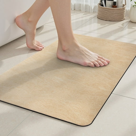 VUNATE Bathroom Rugs Non Slip Bath Mat Super Absorbent Quick Dry Thin Soft Durable Bath Mats for Bathroom Floor with Rubber Backing Machine Washable Bathtub Fit Under Door 16"x24" Beige