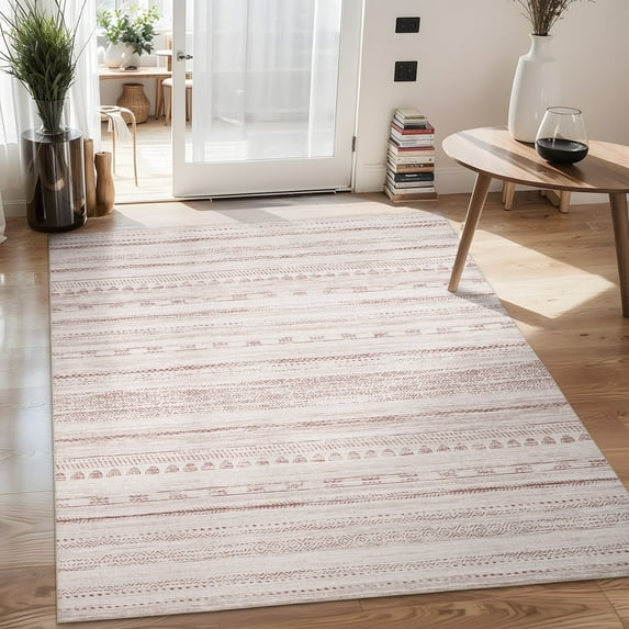VUNATE 3'x5' Area Rugs for Living Room Washable Rugs Boho Moroccan Area Rug Soft Neutral Geometric Bohemian Carpet Distressed Indoor Rug for Bedroom Dining Room Office Foldable Nonslip Rug Pink