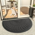 thumbnail image 1 of VUNATE Door Mat Outside Indoor Doormat Non Slip Rubber Welcome Mat Outdoor Mat for Front Door Entrance Absorbent Dirt Trapper Floor Mats for Home Low Profile Entry Rug Half Round Doormat 17"x30" Gray, 1 of 8