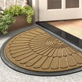 thumbnail image 1 of VUNATE Door Mat Outside Indoor Doormat Non Slip Rubber Welcome Mat Outdoor Mat for Front Door Entrance Absorbent Dirt Trapper Floor Mats for Home Low Profile Entry Rug Half Round 24"x35" Yellow, 1 of 6