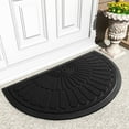 thumbnail image 1 of VUNATE Door Mat Outside Indoor Doormat Non Slip Rubber Welcome Mat Outdoor Mat for Front Door Entrance Absorbent Dirt Trapper Floor Mats for Home Low Profile Entry Rug Half Round 17"x30" Black, 1 of 8
