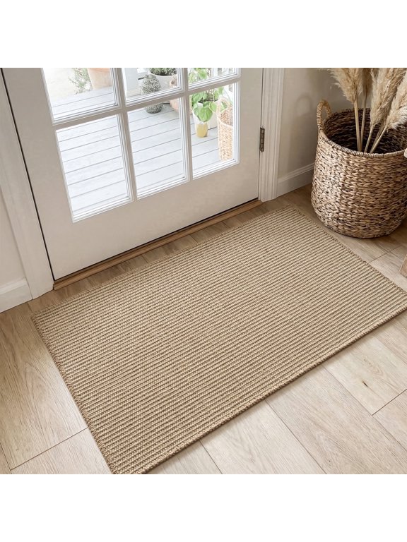Jute Door Mats for Inside Non Slip Front Door Mat 17"x30" Boho Welcome Mat for Inside Low Profile Dirt Trapper Farmhouse Entryway Rug Kitchen Laundry Indoor Floor Mat Natural Jute