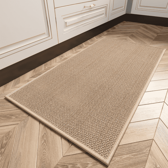 VUNATE Kitchen Mat Washable Kitchen Rugs and Mats Non Skid Absorbent Runner Rugs for Kitchen Front of Sink Kitchen Floor Mats 16"x47" Beige Kitchen Mats or Rugs