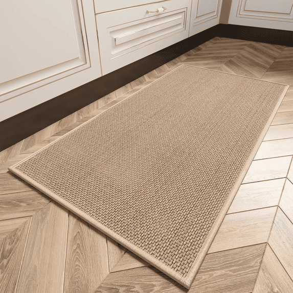 VUNATE Kitchen Mat Washable Kitchen Rugs and Mats Non Skid Absorbent Runner Rugs for Kitchen Front of Sink Kitchen Floor Mats 16"x47" Beige Kitchen Mats or Rugs