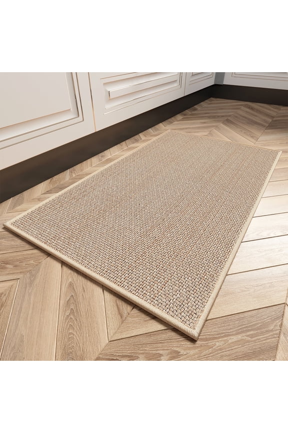 Kitchen Mat Washable Kitchen Rugs and Mats Non Skid Absorbent Runner Rugs for Kitchen Front of Sink Kitchen Floor Mats 20"x32" Beige Kitchen Mats or Rugs