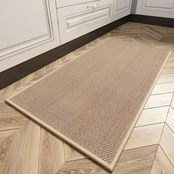 VUNATE Kitchen Mat Washable Kitchen Rugs and Mats Non Skid Absorbent Runner Rugs for Kitchen Front of Sink Kitchen Floor Mats 20"x47" 2 Pieces Beige Kitchen Mats or Rugs