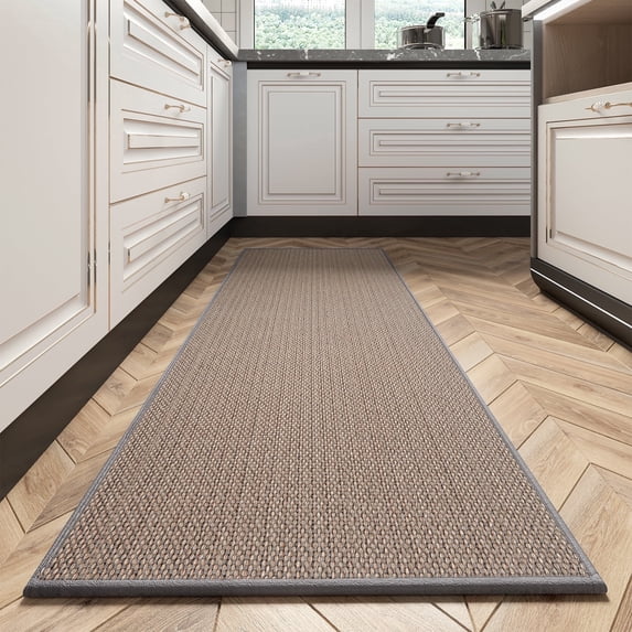 VUNATE Kitchen Runner Rugs 20" x 95" Non Skid Washable Hallway Runner Rugs Absorbent Kitchen Rugs and Mats for Floor Front of Sink Bathroom Beige
