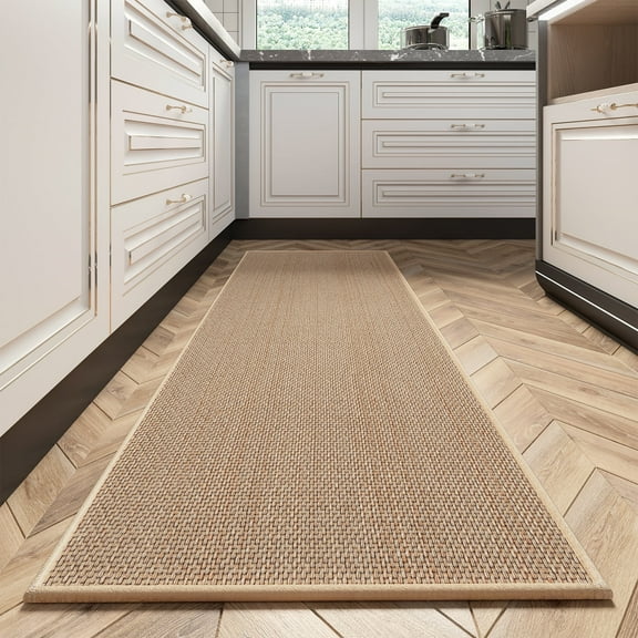 VUNATE Kitchen Runner Rugs 20" x 95" Non Skid Washable Hallway Runner Rugs Absorbent Kitchen Rugs and Mats for Front of Sink Kitchen Floor Mats Beige
