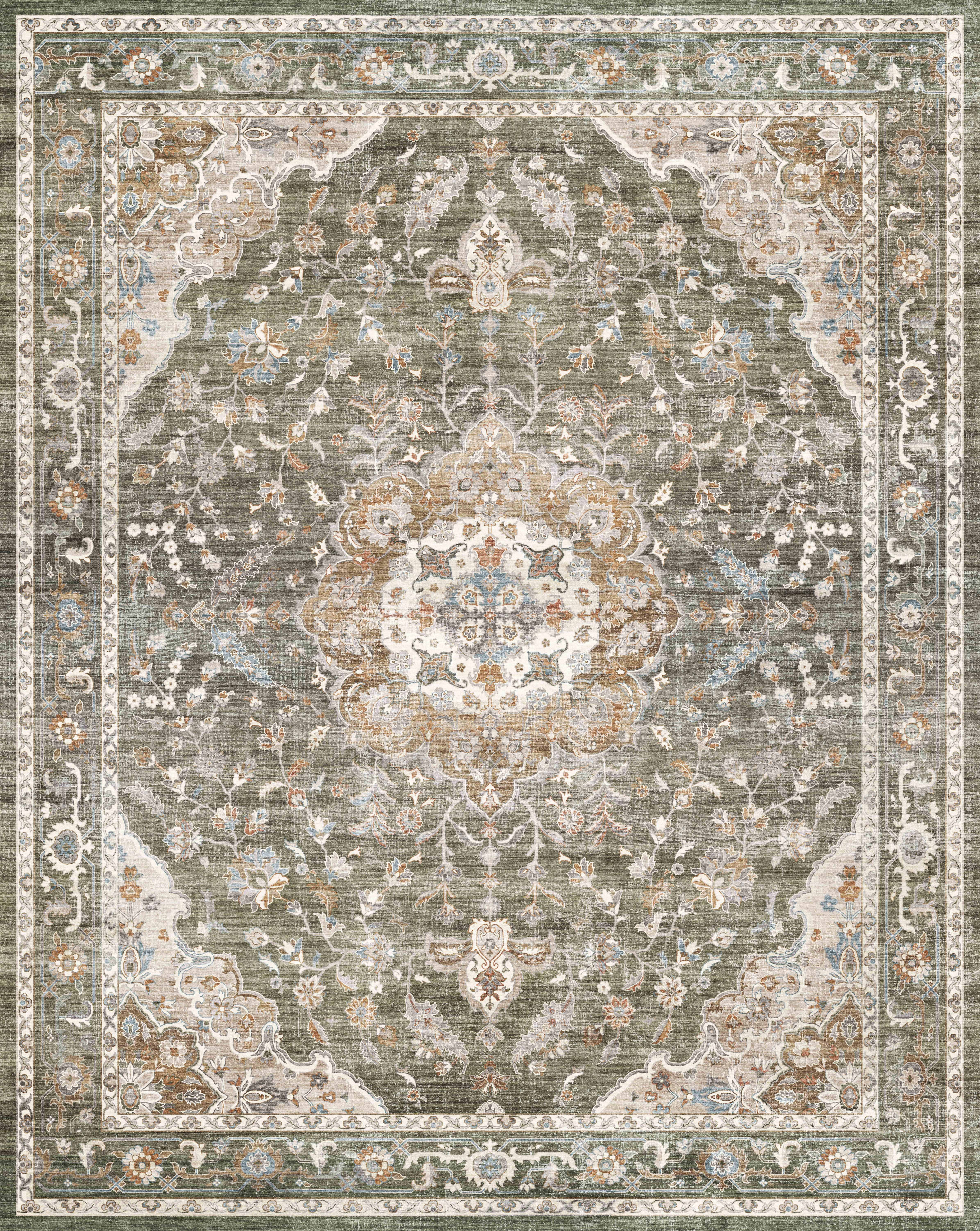 Green Rug Retro VUNATE 6'x9' Area Rug Washable Rugs Vintage Medallion Soft Carpet for ...