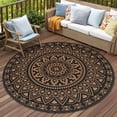 thumbnail image 1 of VUNATE Outdoor Rug 10'x10' Round Patio Rug Waterproof Woven Plastic Indoor Outdoor Mat for Picnic RV Porch Camping Reversible Lightweight Boho Outside Rug Black and Brown, 1 of 6
