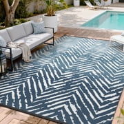 VUNATE Outdoor Rug Carpet 5'x8' Waterproof Reversible Patio Rug Portable Modern Ombre Blue Indoor Outdoor Rug Plastic Straw Rug for RV Camping Garden Picnic Deck Backyard Porch Decor