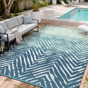 VUNATE Outdoor Rug Carpet 5'x8' Waterproof Reversible Patio Rug Portable Modern Ombre Blue and Teal Indoor Outdoor Rug Plastic Straw Rug for RV Camping Garden Picnic Deck Backyard Porch Decor