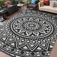 thumbnail image 1 of VUNATE Outdoor Rug 5'x8' Patio Rug Waterproof Woven Plastic Indoor Outdoor Mat for Picnic RV Porch Camping Reversible Lightweight Boho Outside Rug Black White, 1 of 7