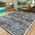 thumbnail image 1 of VUNATE Outdoor Rug 6'x9' Waterproof Reversible Carpet Patio Rug Plastic Indoor Outdoor Rug Portable Modern Large Straw Mat for Picnic RV Camping Porch Garden Picnic Deck Balcony Black and White, 1 of 8