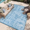 thumbnail image 1 of VUNATE Outdoor Rug 6'x9' Waterproof Modern Texture Woven Plastic Patio Rug for Beach RV Camping Garden Picnic Deck Backyard Porch Decor Blue and White, 1 of 7