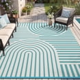 thumbnail image 1 of VUNATE Outdoor Rug Carpet 6'x9' Waterproof Reversible Patio Rug Portable Boho Indoor Outdoor Rug Plastic Straw Rug for Beach RV Camping Garden Picnic Deck Backyard Modern Porch Decor Teal and White, 1 of 8