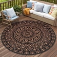 thumbnail image 1 of VUNATE Outdoor Rug 6'x6' Round Patio Rug Waterproof Woven Plastic Indoor Outdoor Mat for Picnic RV Porch Camping Reversible Lightweight Boho Outside Rug Black Brown, 1 of 7