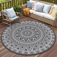 thumbnail image 1 of VUNATE Outdoor Rug 6'x6' Round Patio Rug Waterproof Woven Plastic Indoor Outdoor Mat for Picnic RV Porch Camping Reversible Lightweight Boho Outside Rug Gray Beige, 1 of 7